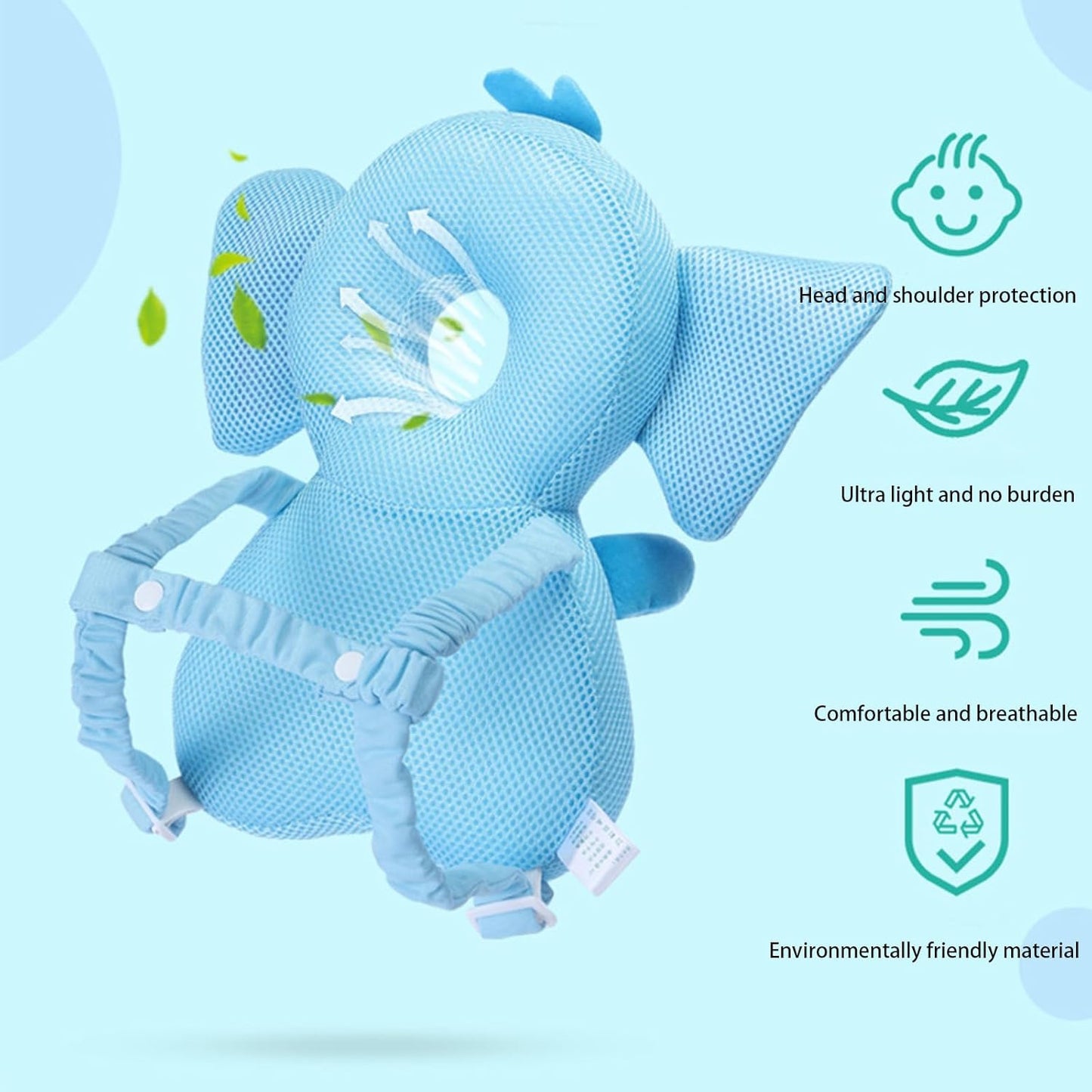 Green Elephant Baby Head Protector